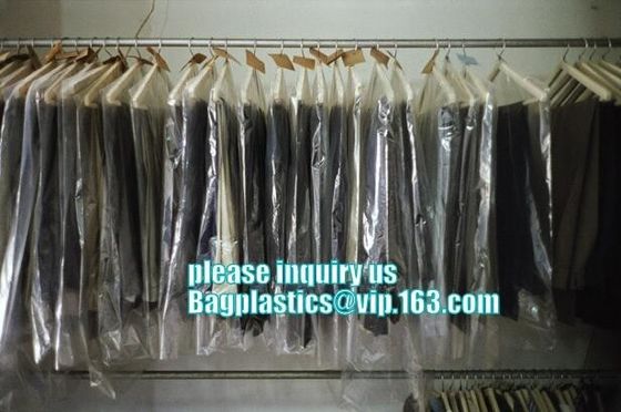 custom logo printed dry cleaning plastic transparent garment bags for dresses,commercial clear pe ldpe poly hotel laundr