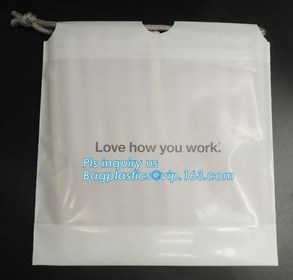 Biodegradable Environment friendly Hotel packaging clothes for laundry plastic bag Customized Poly Plastic Drawstring cu