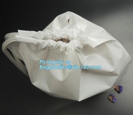 Biodegradable Environment friendly Hotel packaging clothes for laundry plastic bag Customized Poly Plastic Drawstring cu