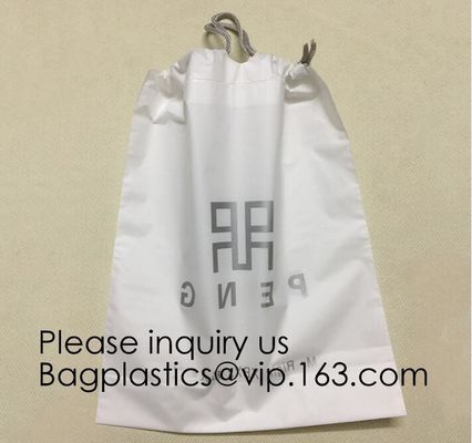 Laundry Bags Hospitality Plastic Bags Drawstring Closure Write-On Indicator Strips. Clear Hotel Biodegradable Bags With