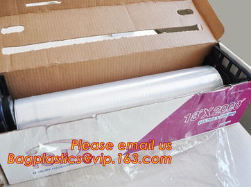 Waterproof transparent pe pvc 12mic 30cm customized food wrap,China stretch cling wrap manufacturer pe food wrap with