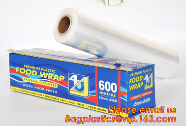 Eco friendly non toxical soft pe pvc food cling wrap on sale, clear food film food grade PE plastic wrap