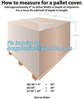 Customized Square Bottom or Side Guesst Plastic Protective Pallet Covers, 4 Mil Dust proof Clear Pallet Covers, BAGPLAST