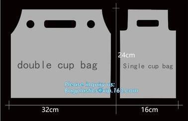 100% Biodegradable Cup bags, HDPE polyethylene plastic coffee juice cups drinking carrier take out bag Tea Cup Tea Holde