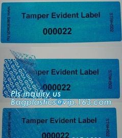 Void Hologram labels stickers,sliver tamper evident security VOID label,adhesive moon rock pre cotton size label roll vo