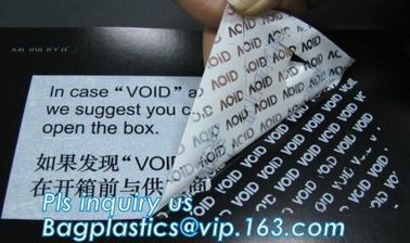 Void Hologram labels stickers,sliver tamper evident security VOID label,adhesive moon rock pre cotton size label roll vo