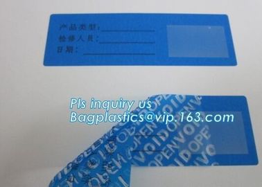 Void Hologram labels stickers,sliver tamper evident security VOID label,adhesive moon rock pre cotton size label roll vo