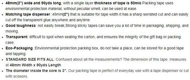 48mm Transparent Clear BOPP Packing Tape,custom Bopp packing tape, clear white green packing tape,Clear Packing Adhesive