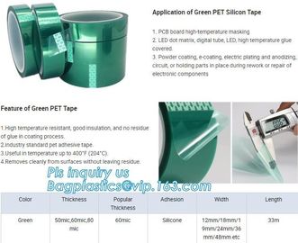 Green PET High Temperature Silicone Adhesive polyester Tape,Green PET Masking Tape Especially on Liner and Discs bagease