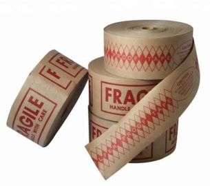 Reinforced Water Activated Custom Printed Kraft Paper Gummed Tape,Conventional Brown/White Kraft Paper Filament Sticker