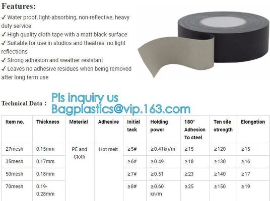 Black Pro Gaff Matte Cloth Gaffers Tape for Entertainment Industry,air condit duct tape gaffer tape,gaffer tape measurin