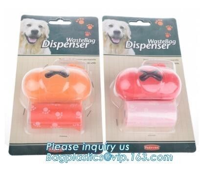 Custom Printed Dog Poop Bag Biodegradable Pet Waste Bags with Flashlight Dispenser, Pet Dog Portable Disposible Pet Poop