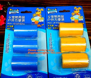 Custom color pet poop bags bone shape dispenser dog waste bag, Biodegradable doggie poop waste bags, 300bags/roll Tie to