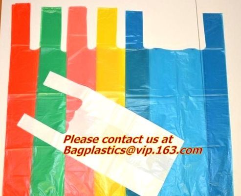 Custom Print Hdpe Plastic T Shirt Bags with Gusset, hdpe bags, ldpe bags, pp bags, sacks