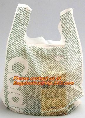 100% Biodegradable and Compostable, T-shirt Bags, EN13432 Certificate, green bags, bio bag