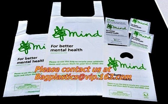 100% Biodegradable and Compostable, T-shirt Bags, EN13432 Certificate, green bags, bio bag