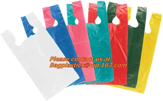 Cheap vest carrier poly plastic bag, t-shirt bag made in China print 7 colors 2 sides