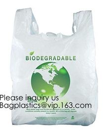 Compostable Plastic Pet Waste Bags with T-Shirt Handle,Green Compostable T-Sack Shopping Bag, PLA+PBAT, BAGEASE, BAGPAC