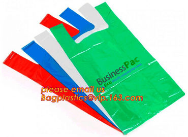 T-Shirt Carry-Out Shopping Plastic Bags Most Popular Supermarket Size,Merchandise Bags Multi-Use Medium Size, Blue Plain