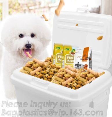 Pet Foods Storage Containers Bowls with Spoons Cat's Dog's Kitty's Puppy's Feeders Accessories Canisters Set, bagease