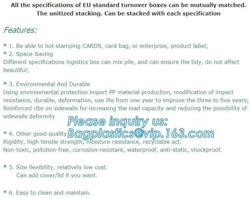 Plastic Circulation Folding Electronic Industrial Turnover Box, Stackable turnover plastic moving box for sale, foods cr