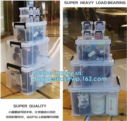 Household Multi-function Large Size Clear Plastic Storage Box Sundry Clothes Storage Box With Lid, First Aid Plastic Tra