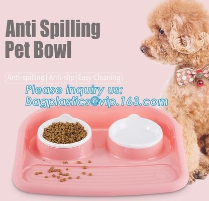 Double stainless steel dog bowl pet cat feeder water food dog bowl, No-Spill and Non-Skid Stainless Steel Pet Bowls Dog