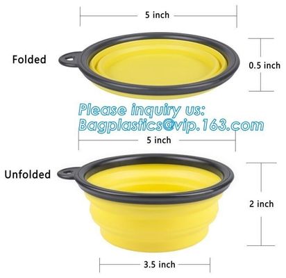 Top selling 350/750/1000/1500ml Foldable Pet Food Water Feeding Portable Travel Collapsible Dog Silicone Bowl, bagease