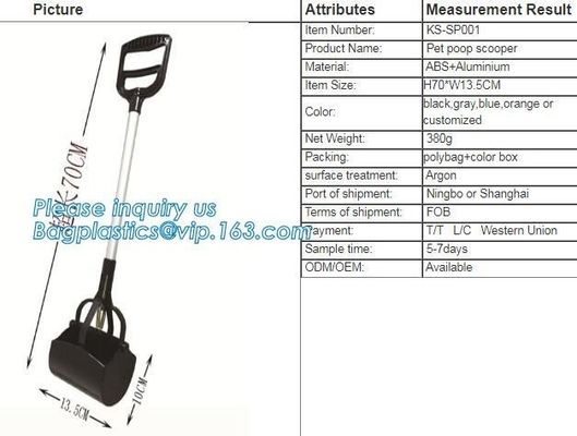 Clean Pick Up Pet Plastic Waste Tool,Factory Price Long Handle Dog Poop Scoop, Dog Accessories Pooper Scooper, foldable