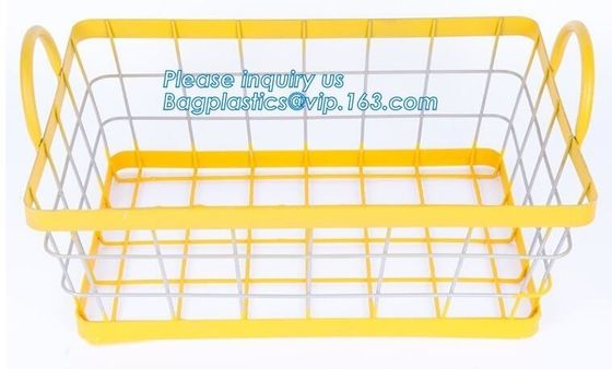 Home Storage Used Round Shaped Metal Mesh Wire Kitchen Basket, Kitchen metal gold wire rectangular vegetable fruit stack