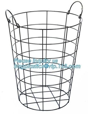 Customized Wire Diameter Stock Pot Cooking Wire Mesh Metal Storage Basket, Industrial Metal Wire Storage Basket With Han