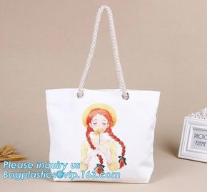 Promotional custom portrait printing lady shoulder bag,cotton canvas shopping tote bag with cotton rope handle bagease p