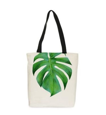 Cotton Material and Handled Style cotton canvas stripe shopping tote bag with leather straps,handle big cotton shopping