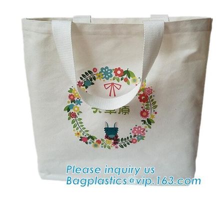 Wholesale white color letters series printing rough rope handle cotton canvas fabric foldable tote shopping bag bagplast