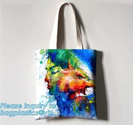 100% organic cotton handle shopping bag,06-12 OZ canvas fashion tote custom long handle print logo cotton bag bagease