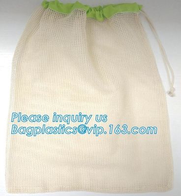 Factory wholesale reusable long handle cotton net produce bag,cotton net shopping bags for vegetables fruits bagease