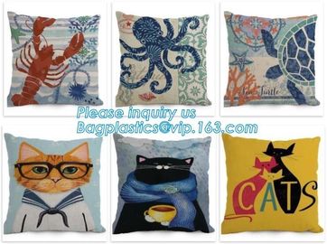 Wholesale Custom Fashion Chinese Style Lucky Cat Digital Printing Linen Throw Car Seat Pillow Cushion Cover bagplastics