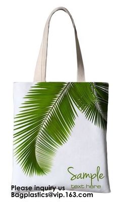 Printing Palm Leaf Canvas Bag Cotton Canvas Handle Tote Bag Cotton Bag Customized Cheap Eco Silk Screen Printing Logo Re