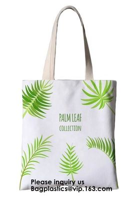 Printing Palm Leaf Canvas Bag Cotton Canvas Handle Tote Bag Cotton Bag Customized Cheap Eco Silk Screen Printing Logo Re