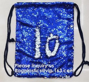 Customized Sublimation Sequins Drawstring Bag Black And White Backpack Bag,Reversible Bling Customized Sequin Drawstring