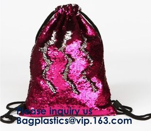 Amazon Hot Sale Strapping Mermaid Reversible Sequin Drawstring Bag, Wholesale Polyester Custom LOGO Sequin, Sequins, Paillet