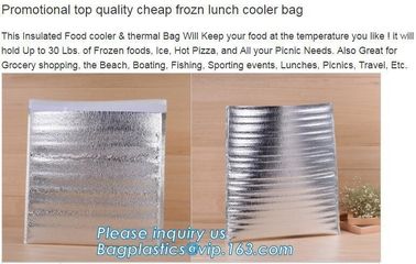 Reusable aluminium foil thermal insulation material cooler bag for picnic with Strapping tape closureRecycled PP Woven Plast