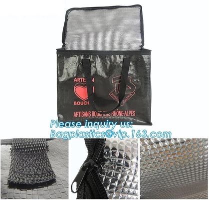 Non-woven laminated thermal insulation cooler bag,custom logo disposable aluminium foil insulation cooler bag BAGEASE