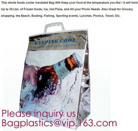 Aluminum Foil Insulated Cooler Bags Waterproof Folding Thermal Lunch Bag,Zip-Lock Grocery Handle Thermal Insulation Cool