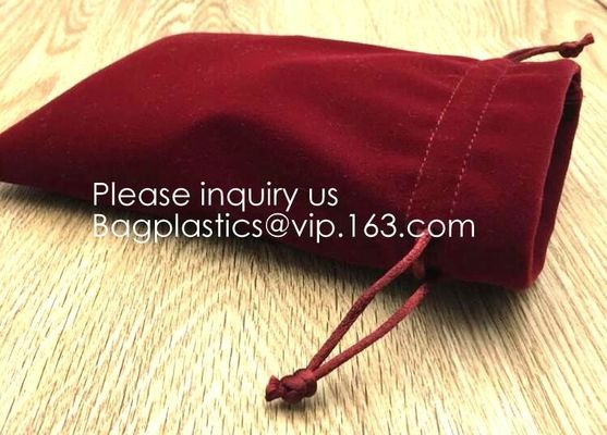 Envelop Red Velvet Christmas Pouch Promotional Red Velvet Packaging Bag For Cosmetic Gift Packaging, For Jewelry, bottle