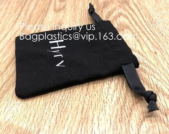 Black Cotton Linen Packaging Pouch With Grosgrain Ribbon,Linen Grid Printed Drawstring Storage Bag Pouch Organizer BEGAS