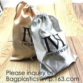 Satin Gift Bags Wedding Favor Drawstring Bags Baby Shower Christmas Gift Bag,Customized Logo Thick Gold Satin Hair Exten