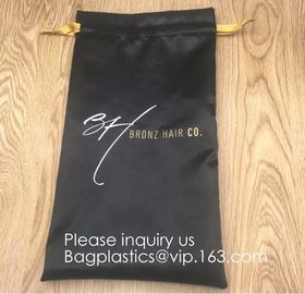 Black Satin Drawstring Bag With Gold Printing And Ribbon, Various Color Thick Matt Satin Dust Bag,Small Silver Satin Dra