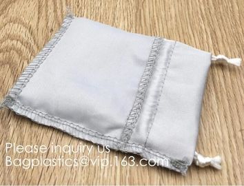 Custom Gold Pink Satin Hair Extension Packaging Bag,Soft And Shinny White Silk Drawstring Pouch For Packaging bagease