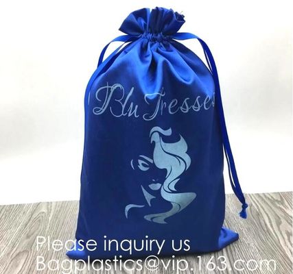 Luxury Satin Handbag Dust Cover Bag,Dark Blue Thick Matt Satin Pouch With Ribbon,Satin Drawstring Bag For Bikini package